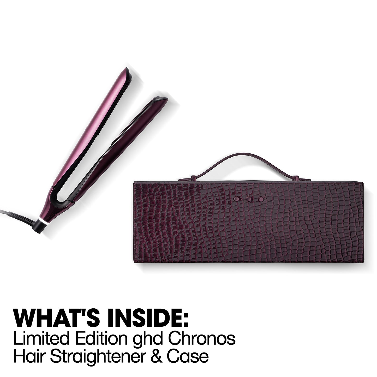 ghd Chronos Limited Edition Gift Set - Hair Straighteners in Cherry Chic with Luxe Vanity Case, 3x Faster Styling, No Heat Damage
