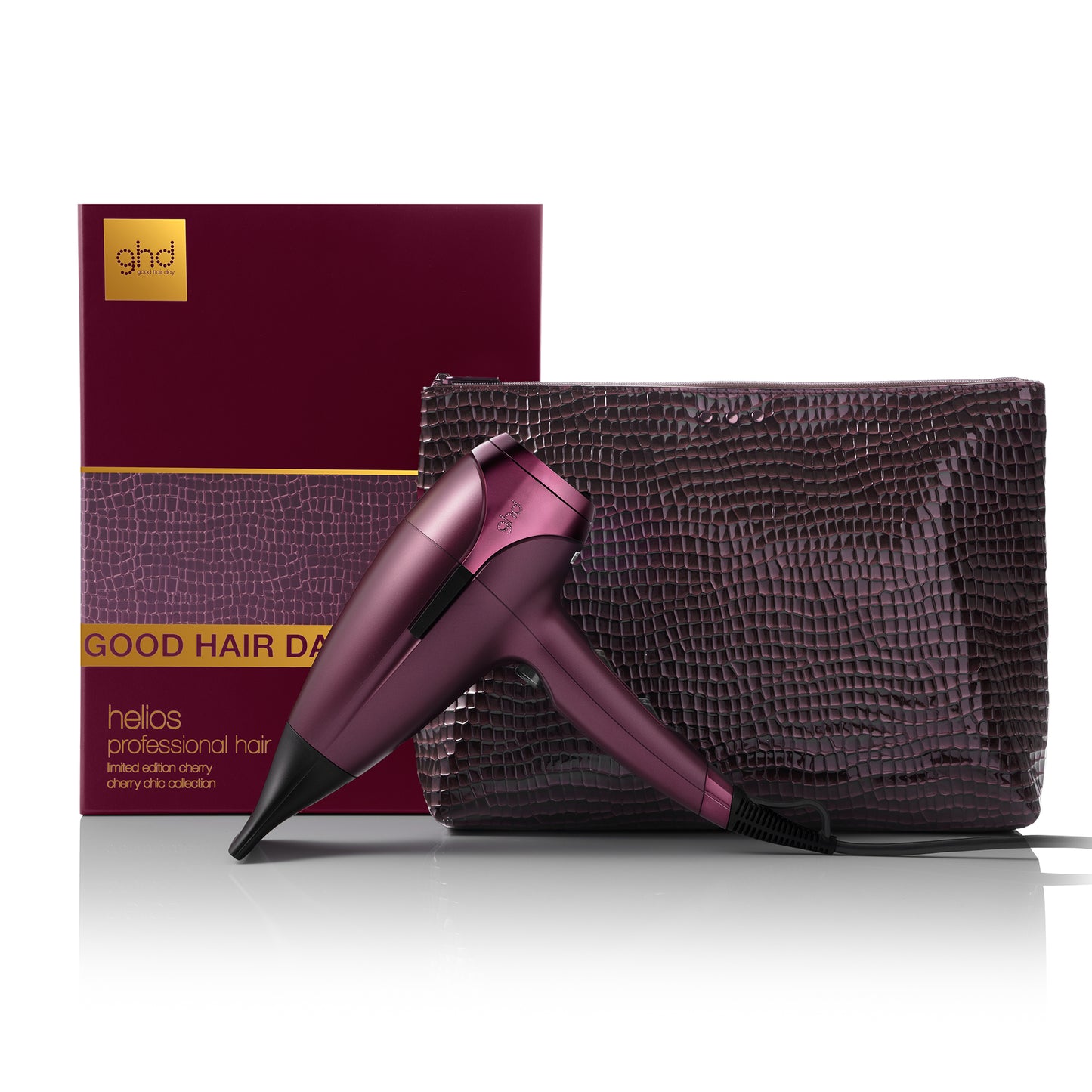ghd Helios Limited Edition Gift Set - Hair Dryer in Cherry Chic With Luxe Vanity Bag, Powerful, Lightweight