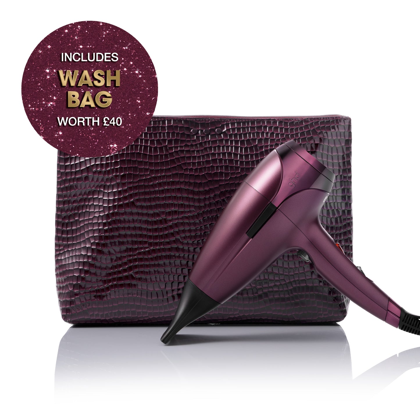 ghd Helios Limited Edition Gift Set - Hair Dryer in Cherry Chic With Luxe Vanity Bag, Powerful, Lightweight