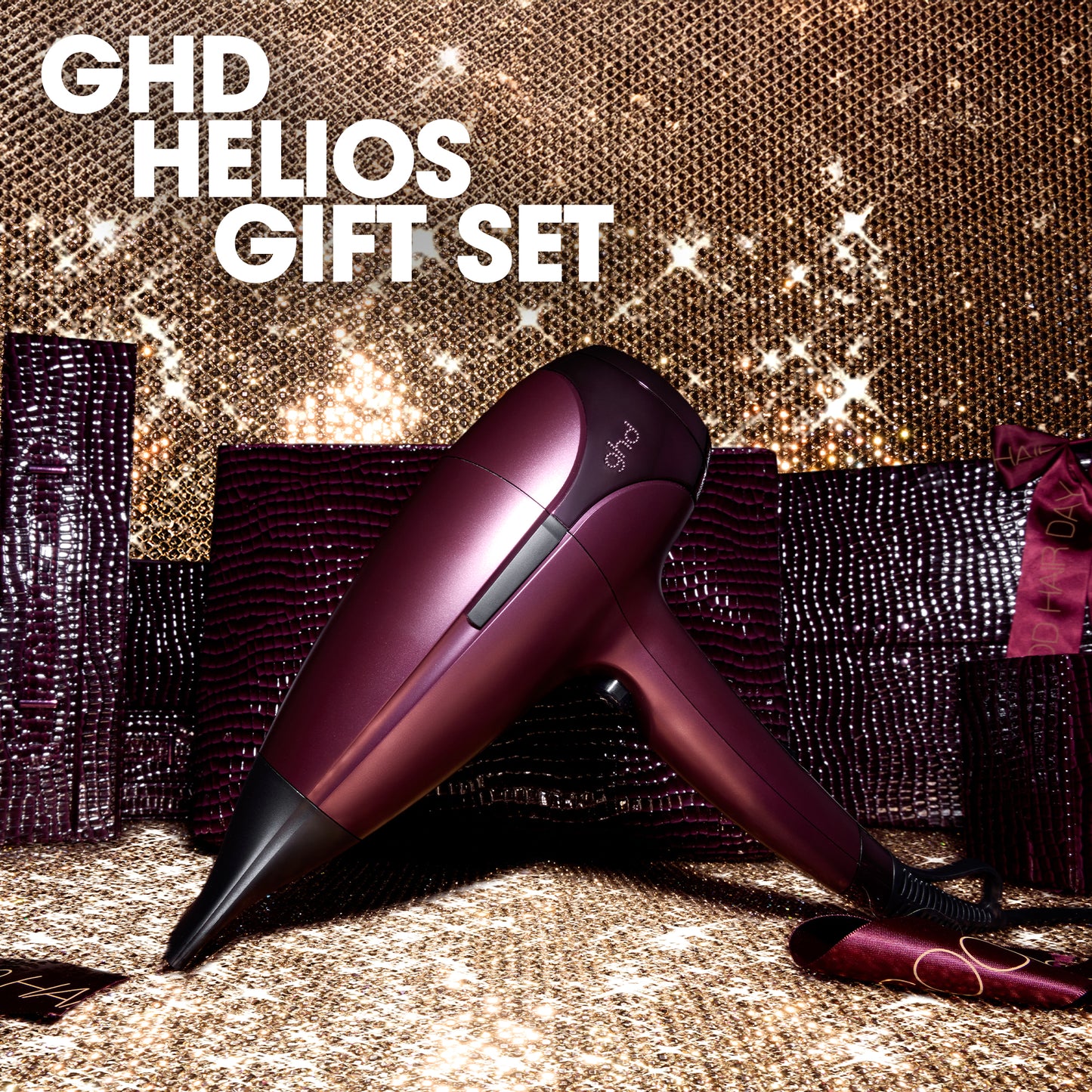 ghd Helios Limited Edition Gift Set - Hair Dryer in Cherry Chic With Luxe Vanity Bag, Powerful, Lightweight