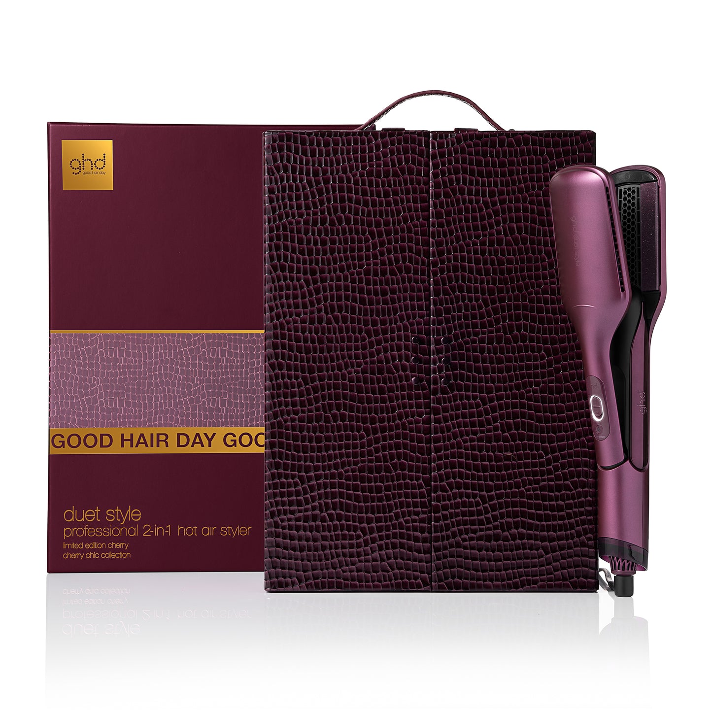 ghd Duet Style Limited Edition Gift Set - 2-in-1 Hot Air Styler In Cherry Chic, With Luxe Vanity Case, No Heat Damage