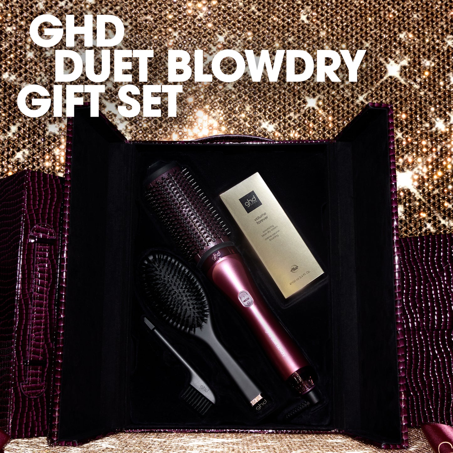 ghd Duet Blowdry Limited Edition Gift Set - 2-in-1 Hair Dryer Brush in Cherry Chic, with Luxe Vanity Case, No Heat Damage