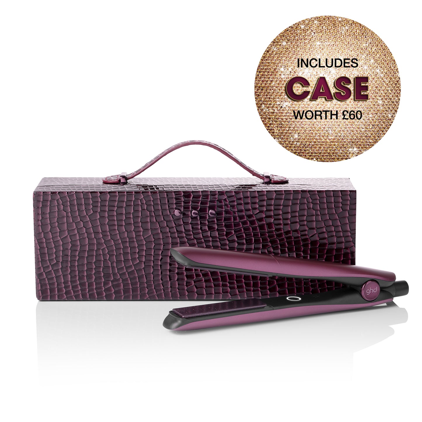 ghd Gold Limited Edition Gift Set - Hair Straighteners in Cherry Chic With Luxe Vanity Case, 65% More Shine
