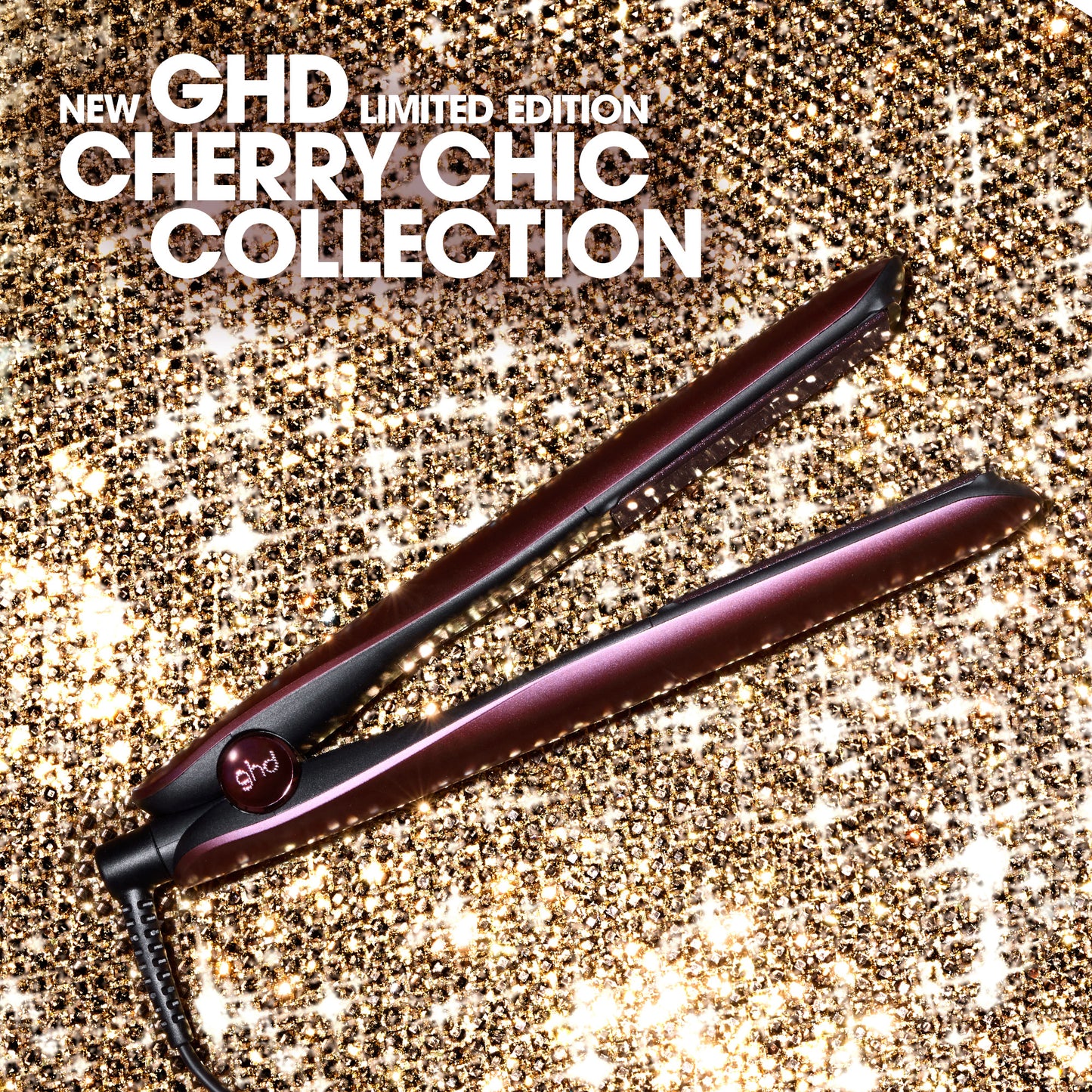 ghd Gold Limited Edition Gift Set - Hair Straighteners in Cherry Chic With Luxe Vanity Case, 65% More Shine
