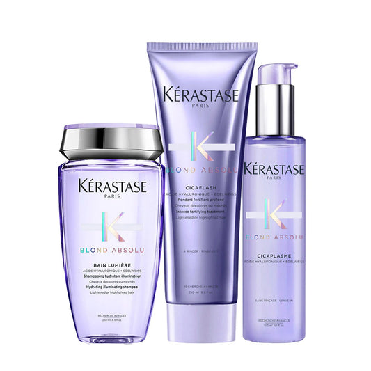 Kérastase Blond Absolu Hair Routine Shampoo, Conditioner and Treatment Trio for Lightened or Highlighted Hair
