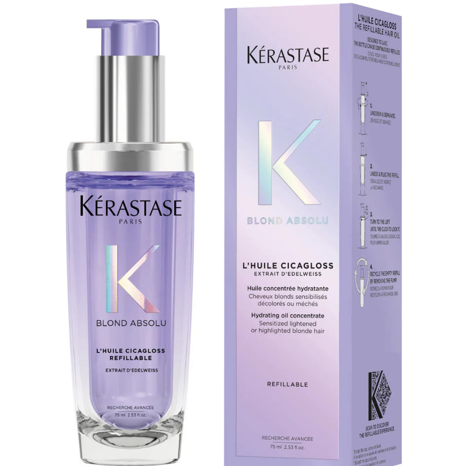 Kérastase Blond Absolu L'huile Cicagloss Refillable Hair Oil, For Blonde Hair 75ml