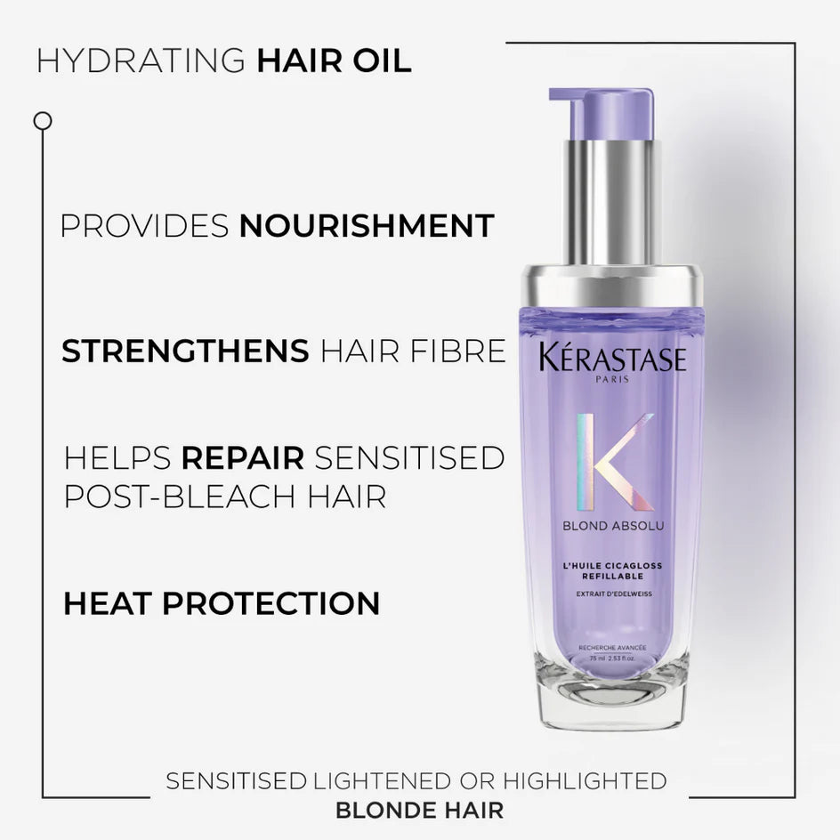 Kérastase Blond Absolu L'huile Cicagloss Refillable Hair Oil, For Blonde Hair 75ml