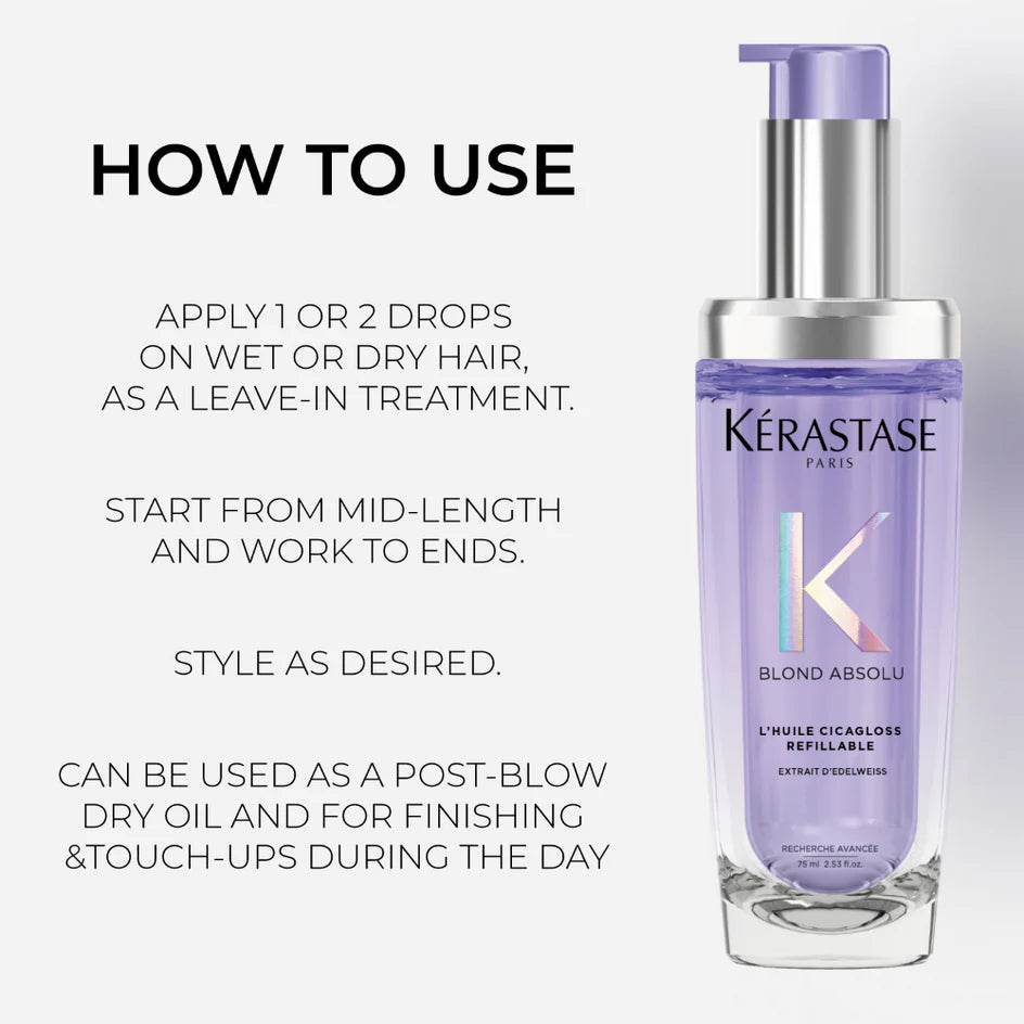 Kérastase Blond Absolu L'huile Cicagloss Refillable Hair Oil, For Blonde Hair 75ml