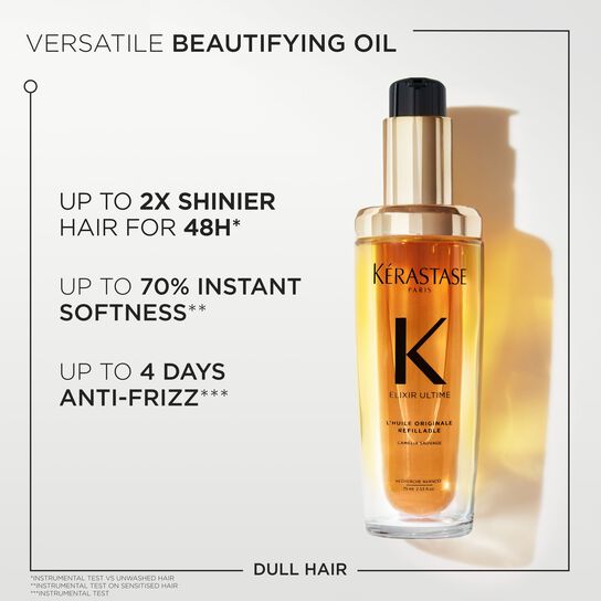 Kérastase Elixir Ultime Hair Oil L'Huile Originale Refillable, For All Hair Types with Argan Oil & Heat Protection 75ml