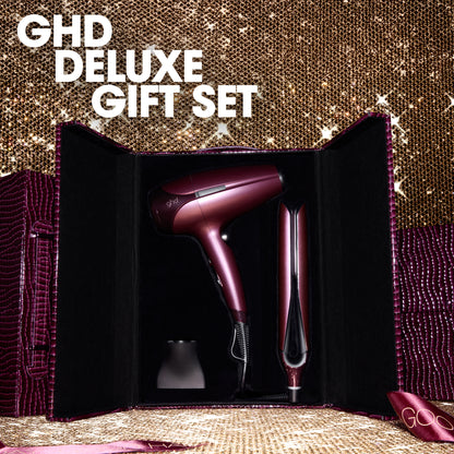 ghd Chronos & Helios Limited Edition Deluxe Gift Set - Hair Straighteners & Hair Dryer in Cherry Chic with Luxe Vanity Case