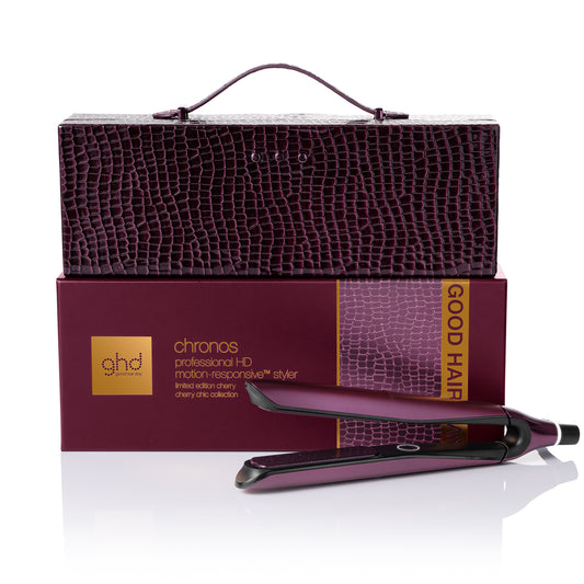 ghd Chronos Limited Edition Gift Set - Hair Straighteners in Cherry Chic with Luxe Vanity Case, 3x Faster Styling, No Heat Damage