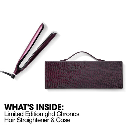 ghd Chronos Limited Edition Gift Set - Hair Straighteners in Cherry Chic with Luxe Vanity Case, 3x Faster Styling, No Heat Damage