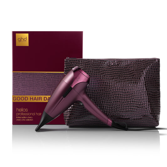 ghd Helios Limited Edition Gift Set - Hair Dryer in Cherry Chic With Luxe Vanity Bag, Powerful, Lightweight