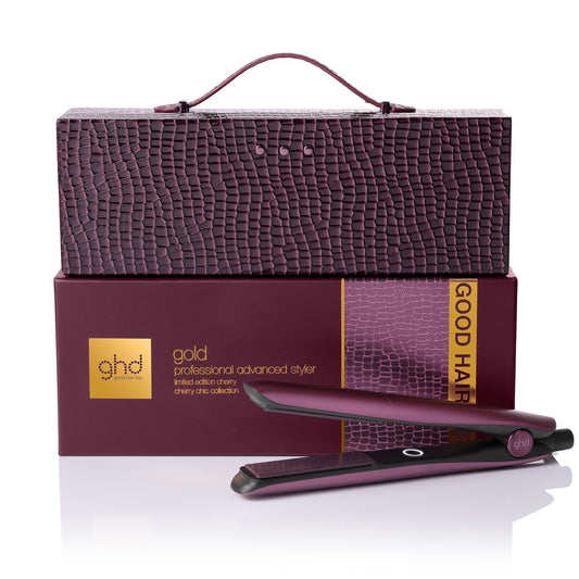 ghd Gold Limited Edition Gift Set - Hair Straighteners in Cherry Chic With Luxe Vanity Case, 65% More Shine