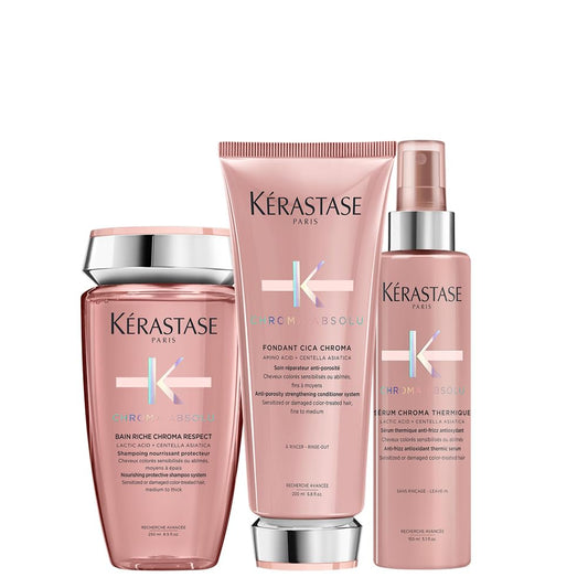 Kérastase Chroma Absolu Fine to Medium Hair Shampoo, Conditioner and Thermique Trio