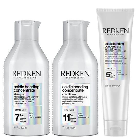 Redken Acidic Bonding Concentrate Shampoo, Conditoner and Leave-In Treatment