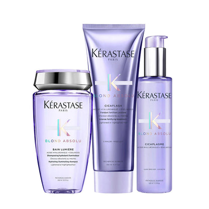 Kérastase Blond Absolu Hair Routine Shampoo, Conditioner and Treatment Trio for Lightened or Highlighted Hair
